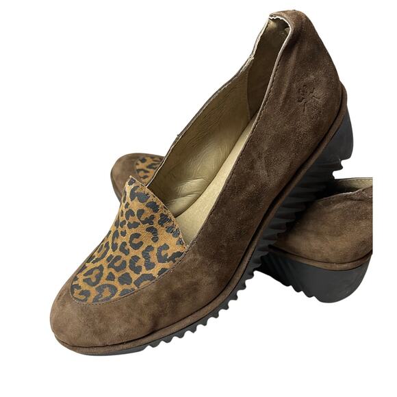 FLY LondonLeather Slip-Ons Luan Cheetah Women's 41